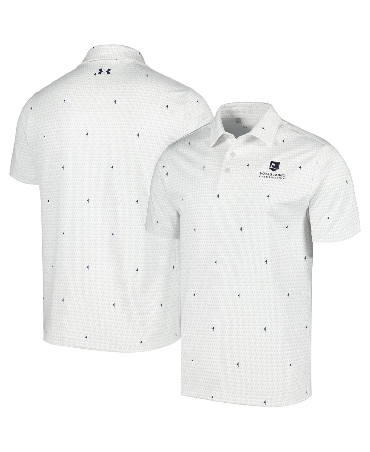 UNDER ARMOUR MEN'S UNDER ARMOUR WHITE WELLS FARGO CHAMPIONSHIP PLAYOFF PIN FLAG POLO SHIRT