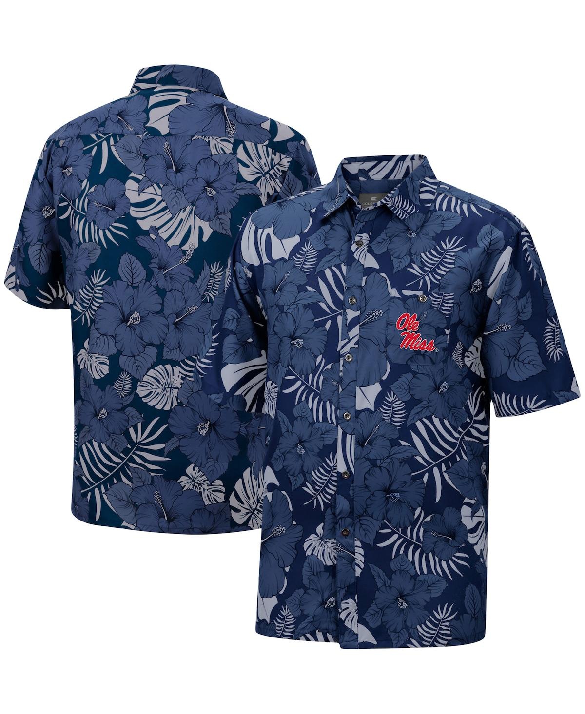 COLOSSEUM MEN'S COLOSSEUM NAVY OLE MISS REBELS THE DUDE CAMP BUTTON-UP SHIRT