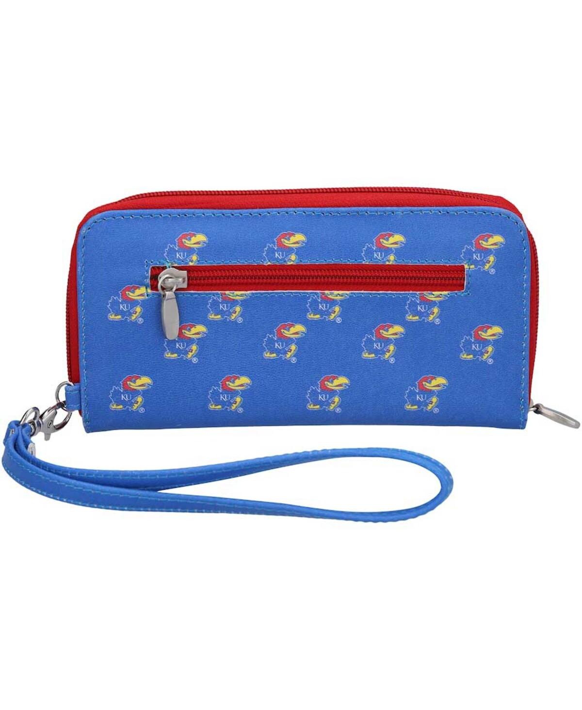 Shop Eagles Wings Women's Kansas Jayhawks Zip-around Wristlet Wallet In Blue