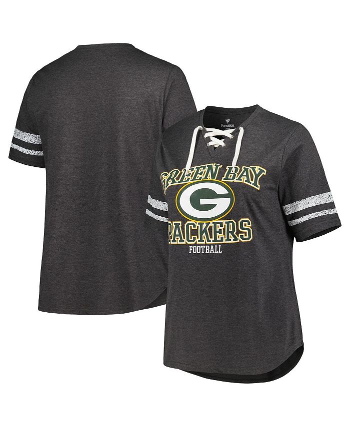 Green Bay Packers Women's Plus Sizes Curved Hem V-Neck T-Shirt