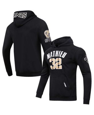 Men's Tyrann Mathieu Black New Orleans Saints Player Name and Number Pullover Hoodie