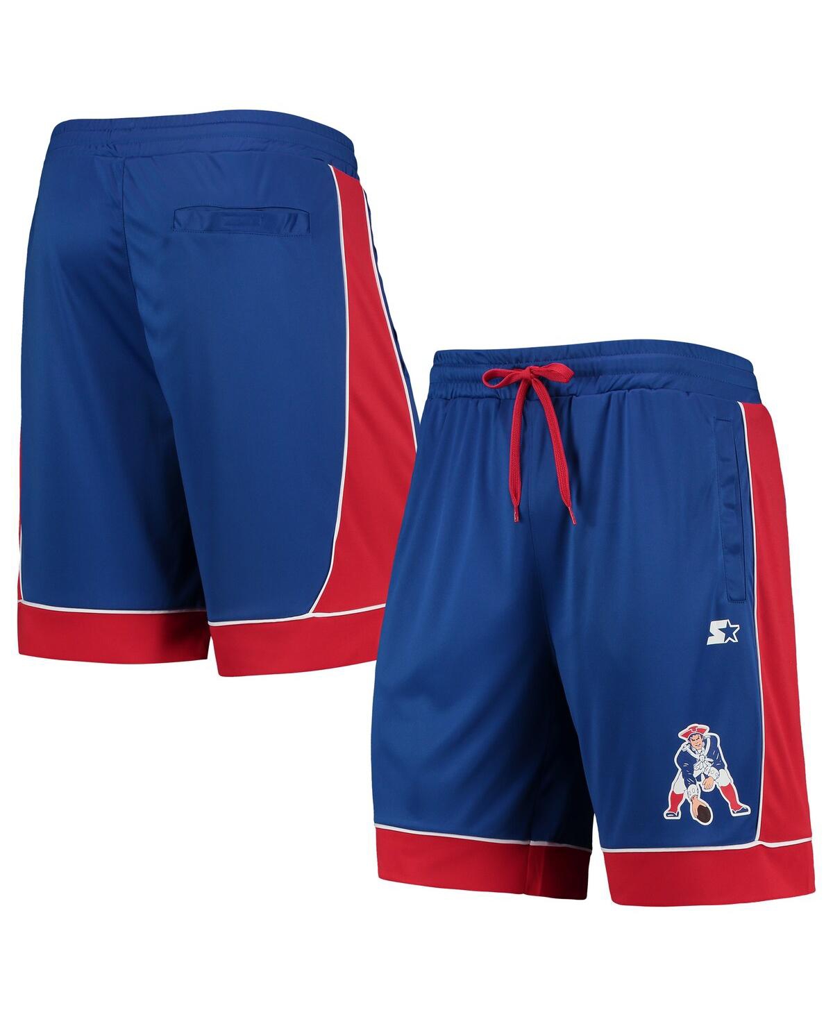 Starter Navy New England Patriots Throwback Fan Favorite Shorts In Royal,red