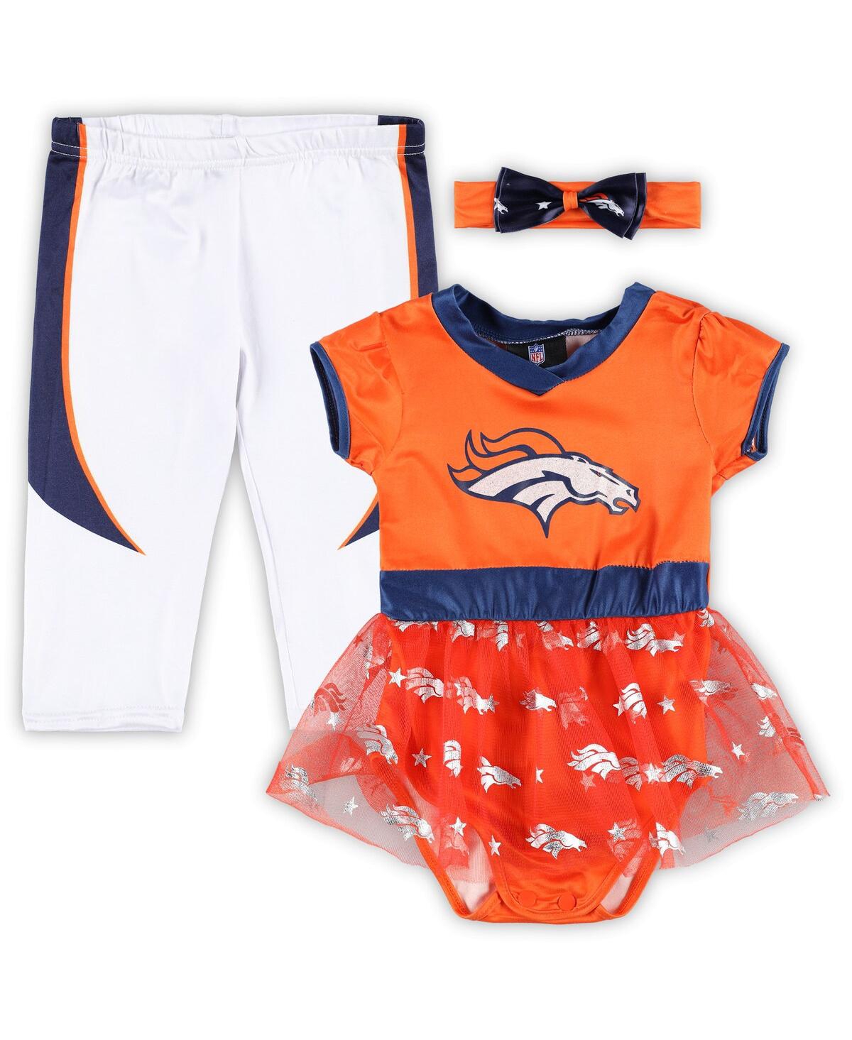 Shop Jerry Leigh Infant Boys And Girls Orange, White Denver Broncos Tailgate Tutu Game Day Costume Set In Orange,white