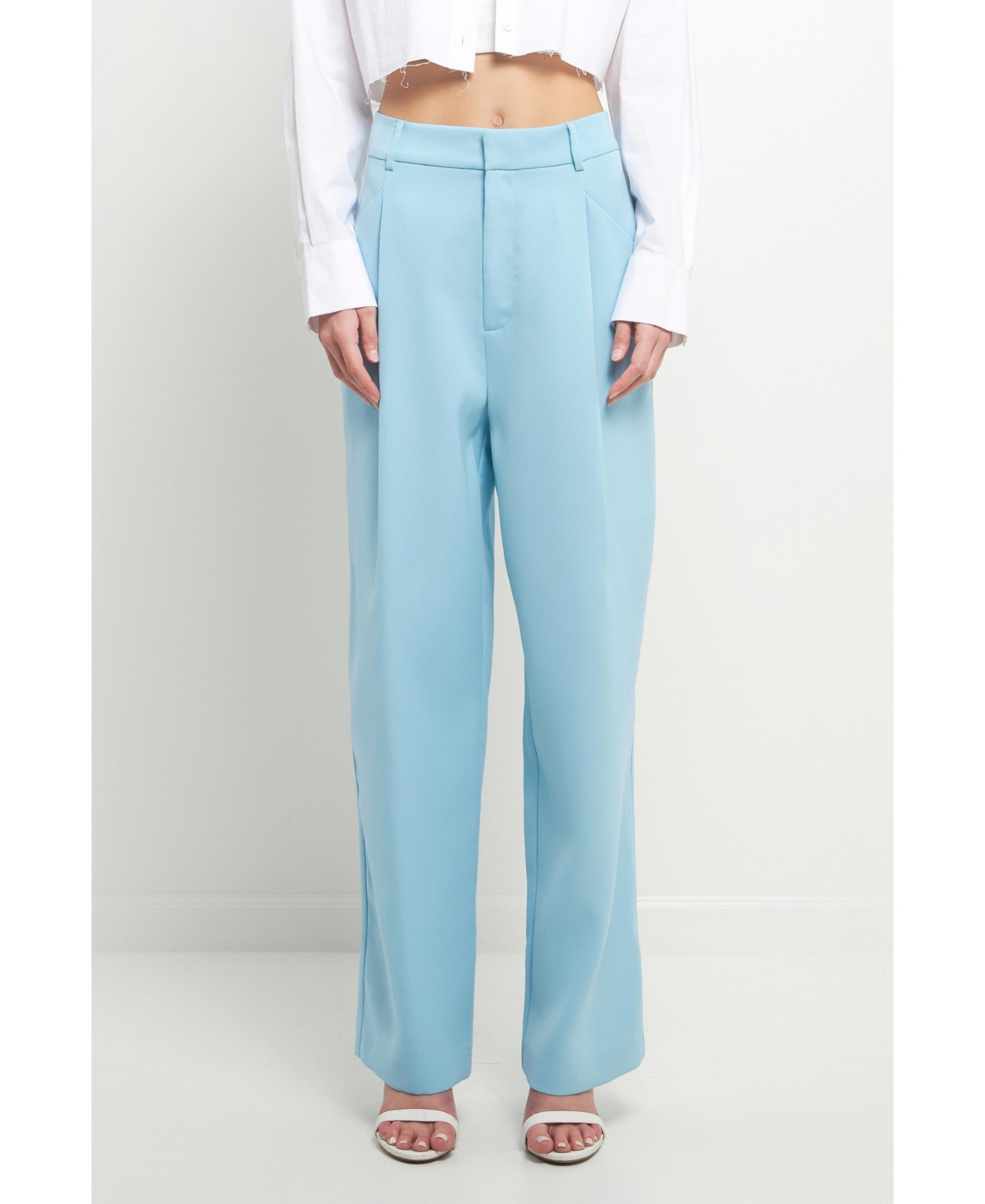 Endless Rose Classic Pleated Suit Trousers In Ocean Blue