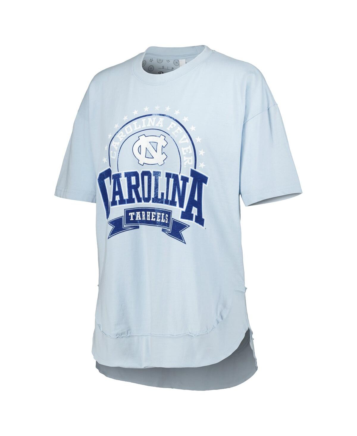 Shop Pressbox Women's  Carolina Blue North Carolina Tar Heels Vintage-like Wash Poncho Captain T-shirt