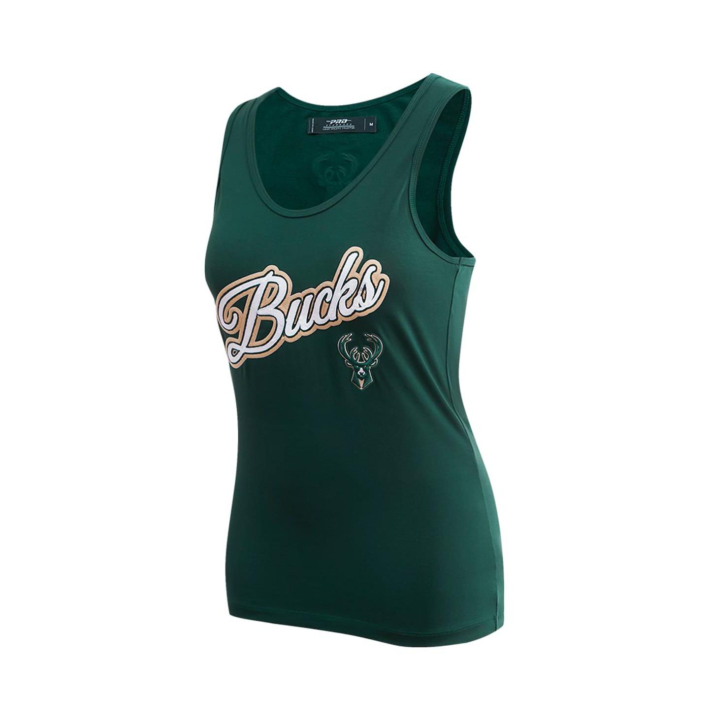 Женский топ Pro Standard Hunter Green Milwaukee Bucks Script — фото 3