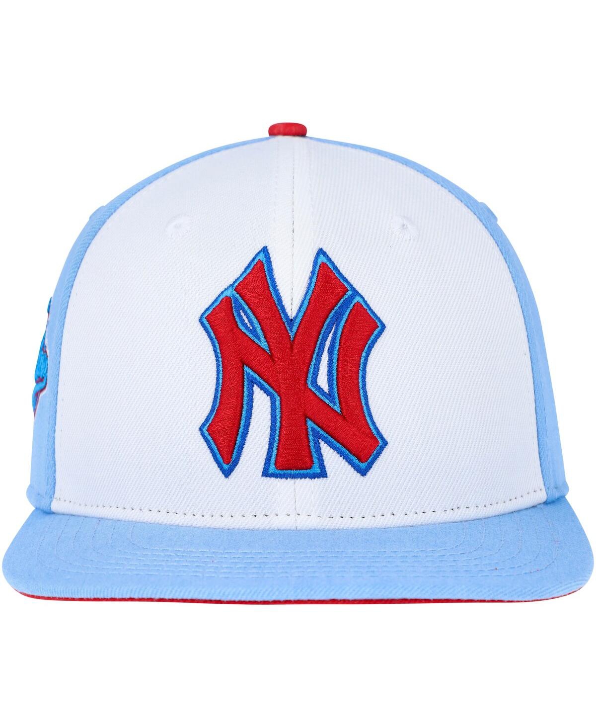 Shop Pro Standard Men's  White And Light Blue New York Yankees Blue Raspberry Ice Cream Drip Snapback Hat In White,light Blue