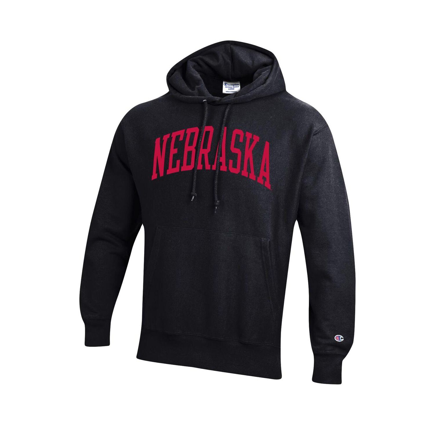 Men's Black Nebraska Huskers Team Arch Reverse Weave Pullover Hoodie