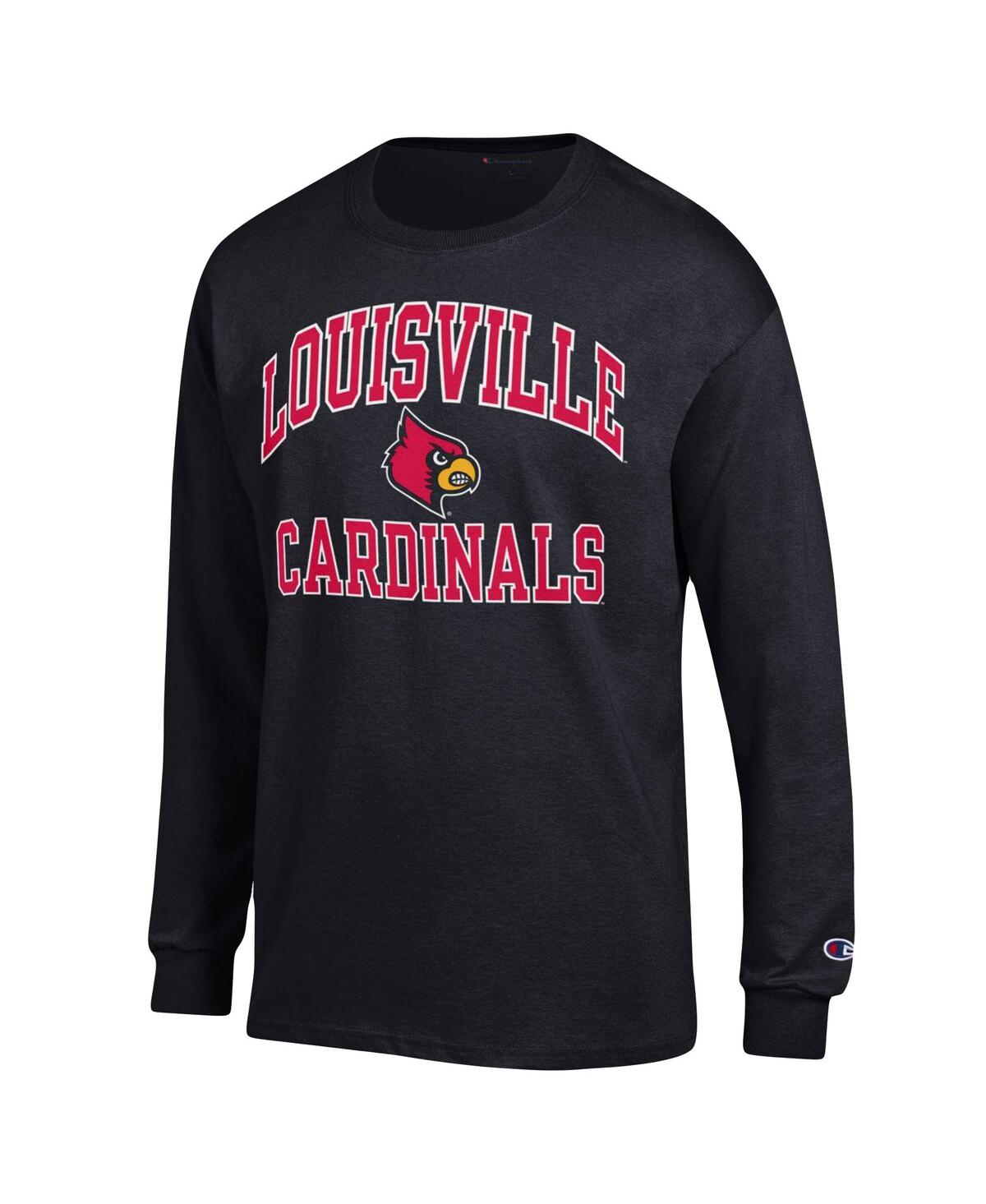 Shop Champion Men's  Black Louisville Cardinals High Motor Long Sleeve T-shirt