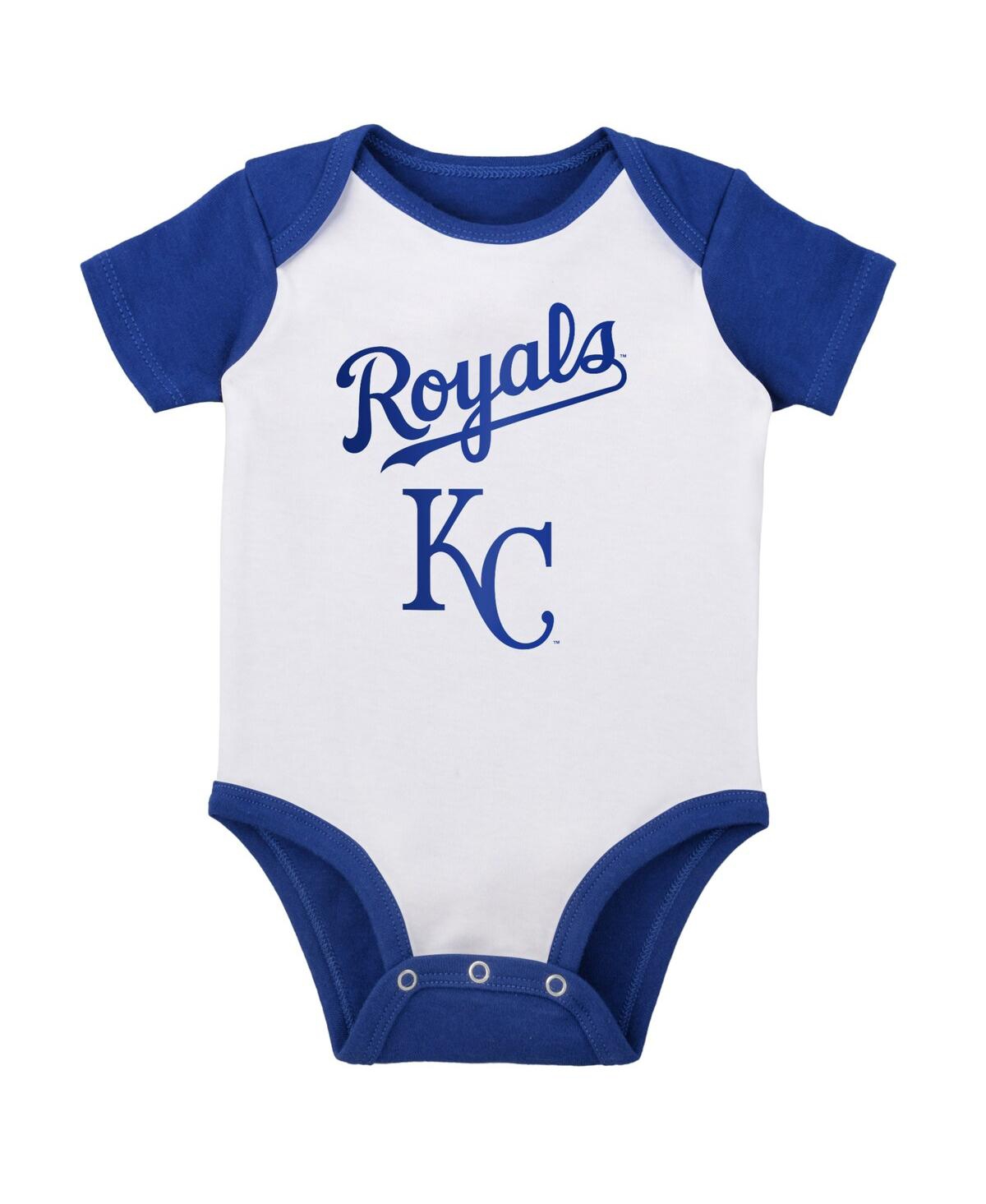 Shop Outerstuff Newborn And Infant Boys And Girls White, Heather Gray Kansas City Royals Little Slugger Two-pack Bod In White,heather Gray