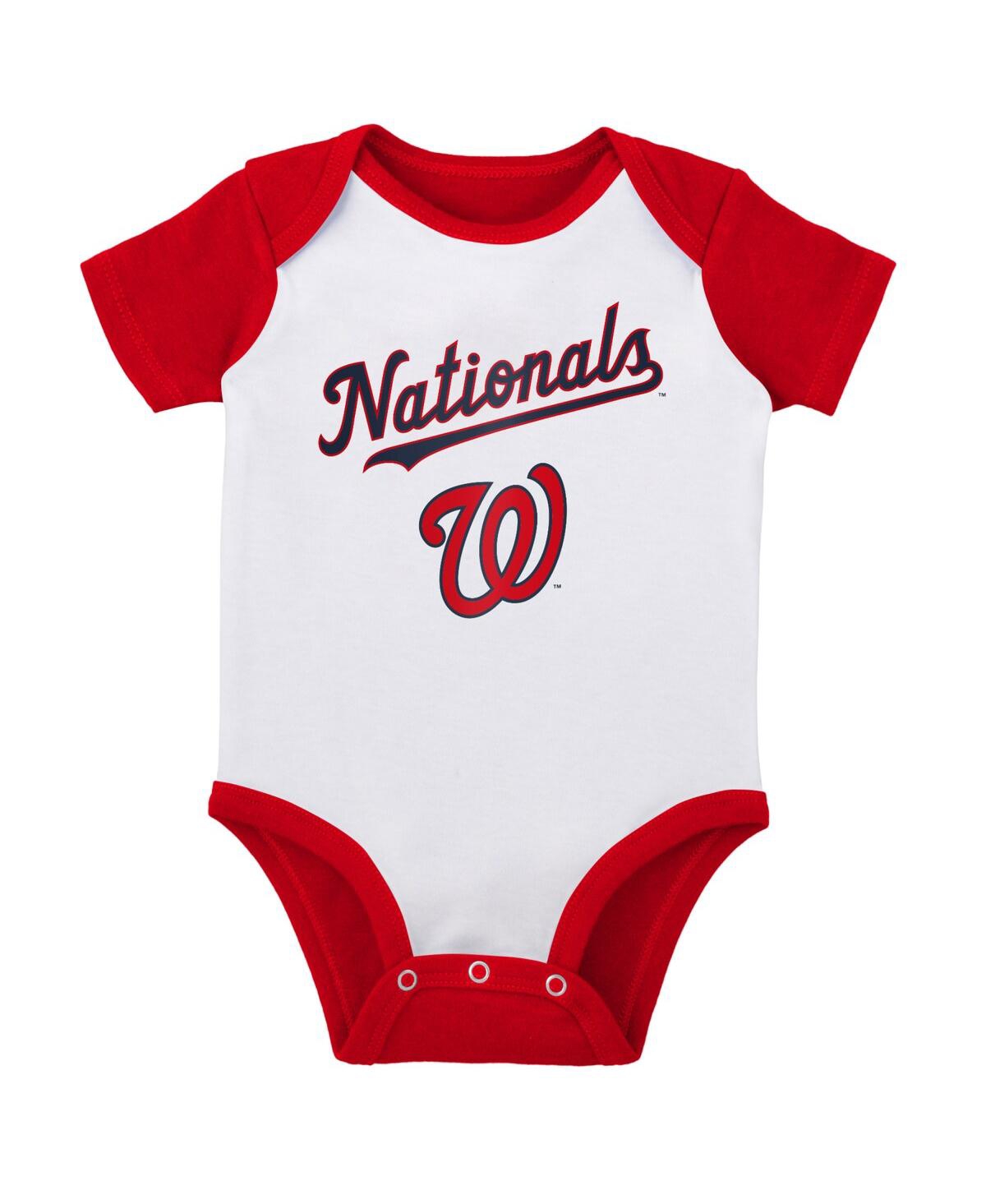 Shop Outerstuff Newborn And Infant Boys And Girls White, Heather Gray Washington Nationals Little Slugger Two-pack B In White,heather Gray