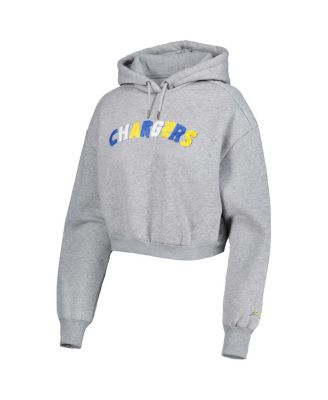 Women's Gray Los Angeles Chargers Cropped Pullover Hoodie