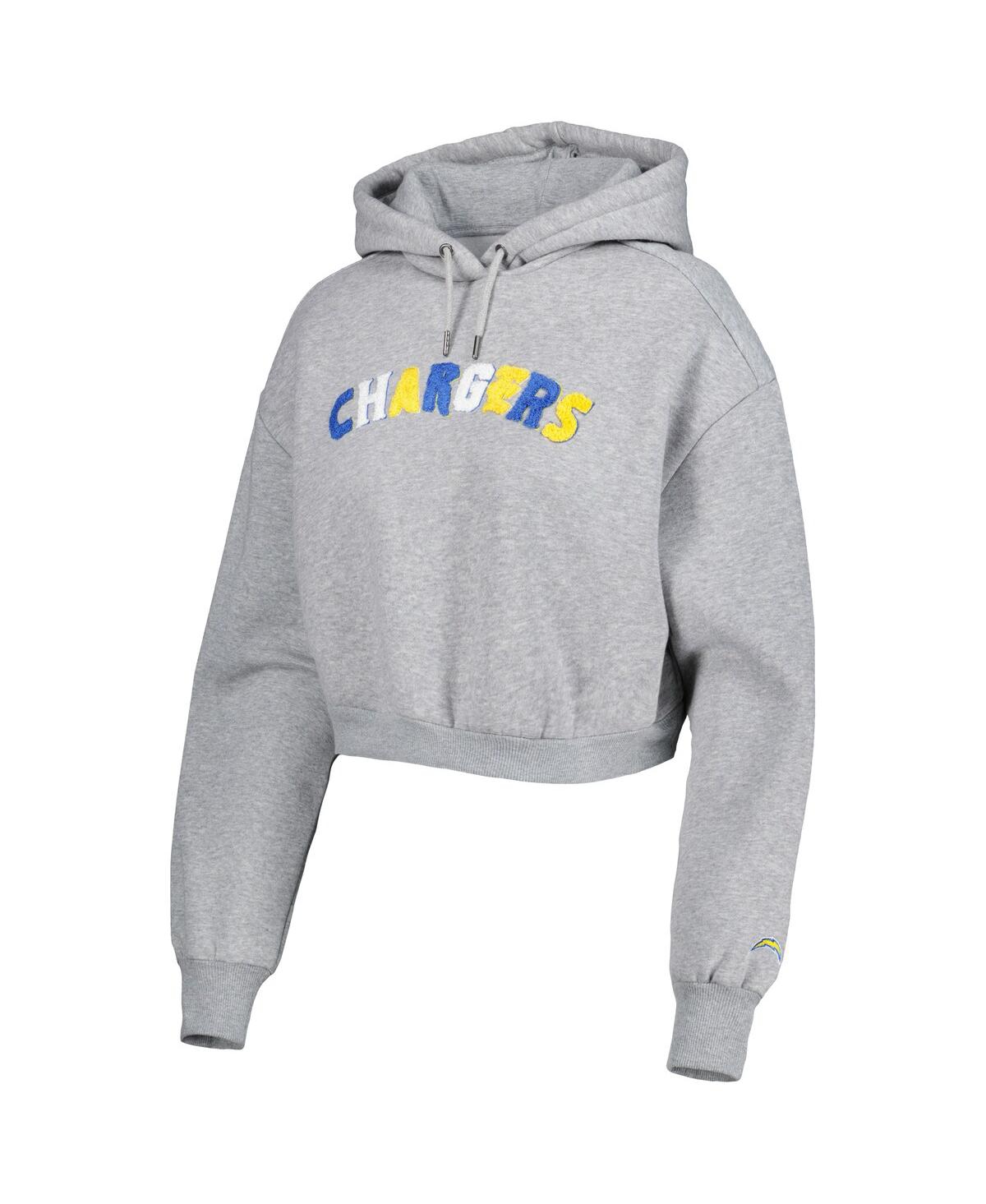 Shop The Wild Collective Women's  Gray Los Angeles Chargers Cropped Pullover Hoodie