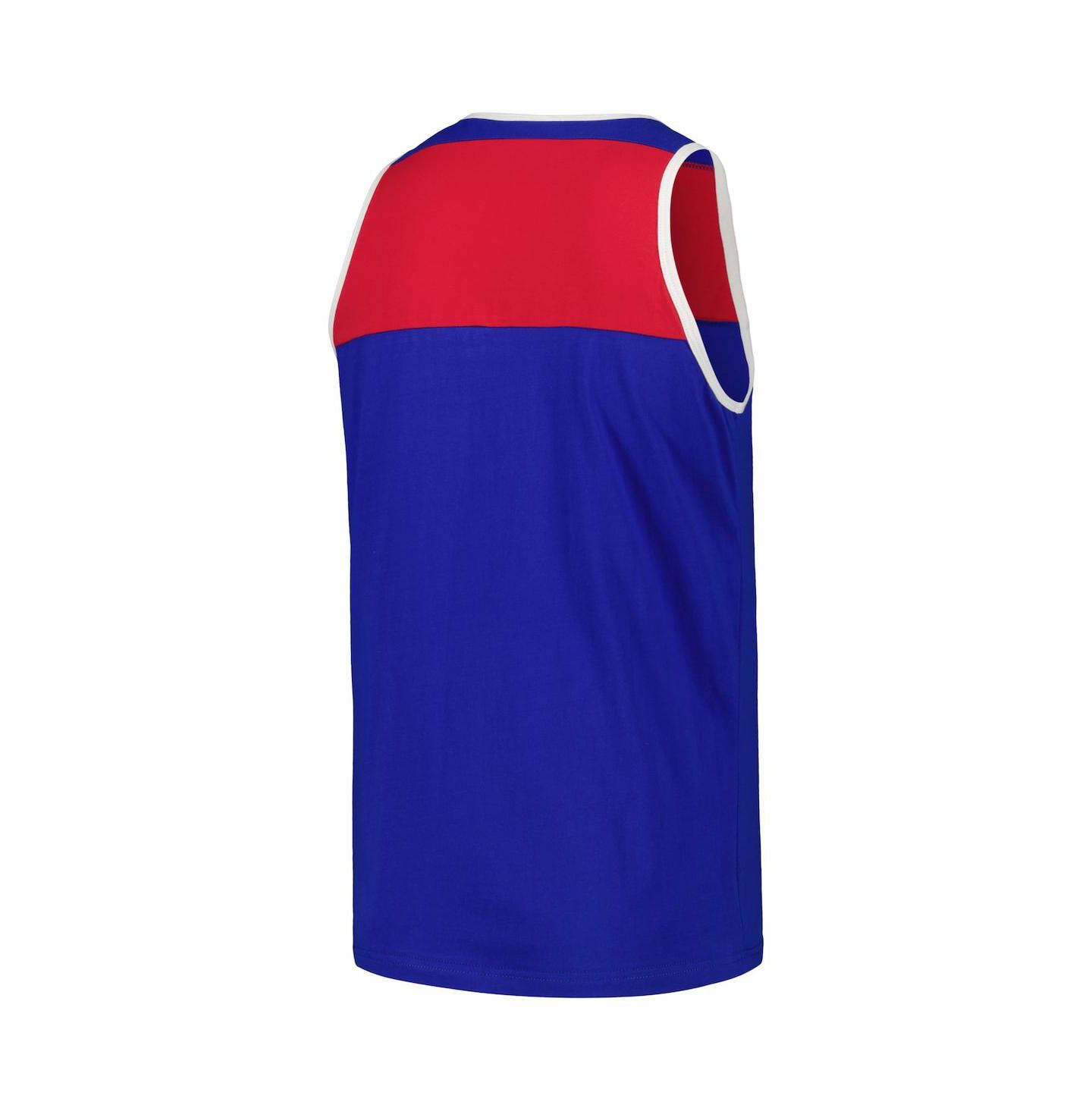 Мужской топ Mitchell & Ness Royal and Red New England Patriots Heritage Colorblock — фото 3