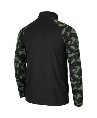 Men's Black Notre Dame Fighting Irish OHT Military-Inspired Appreciation Take Flight Raglan Quarter-Zip Jacket
