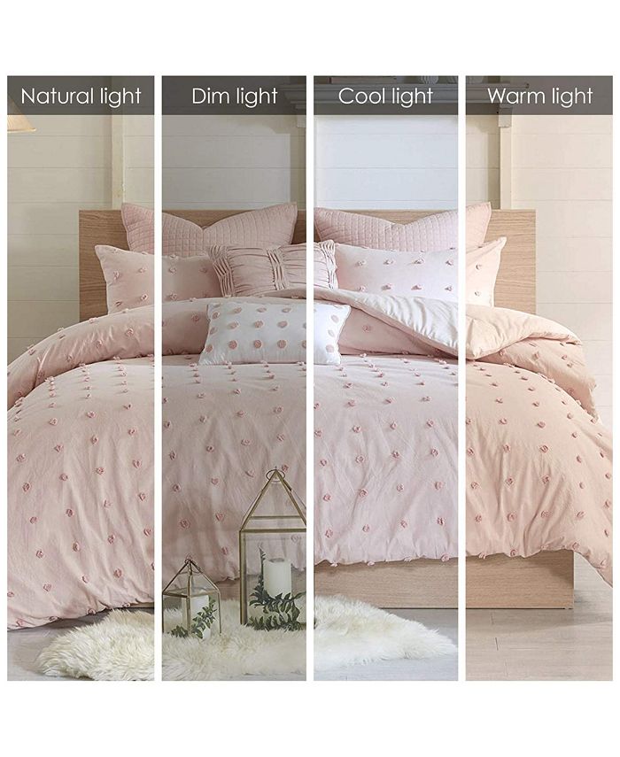 Gracie Mills Mikel Chenille Dots Cotton Jacquard Duvet Cover Set with Euro Shams and Throw