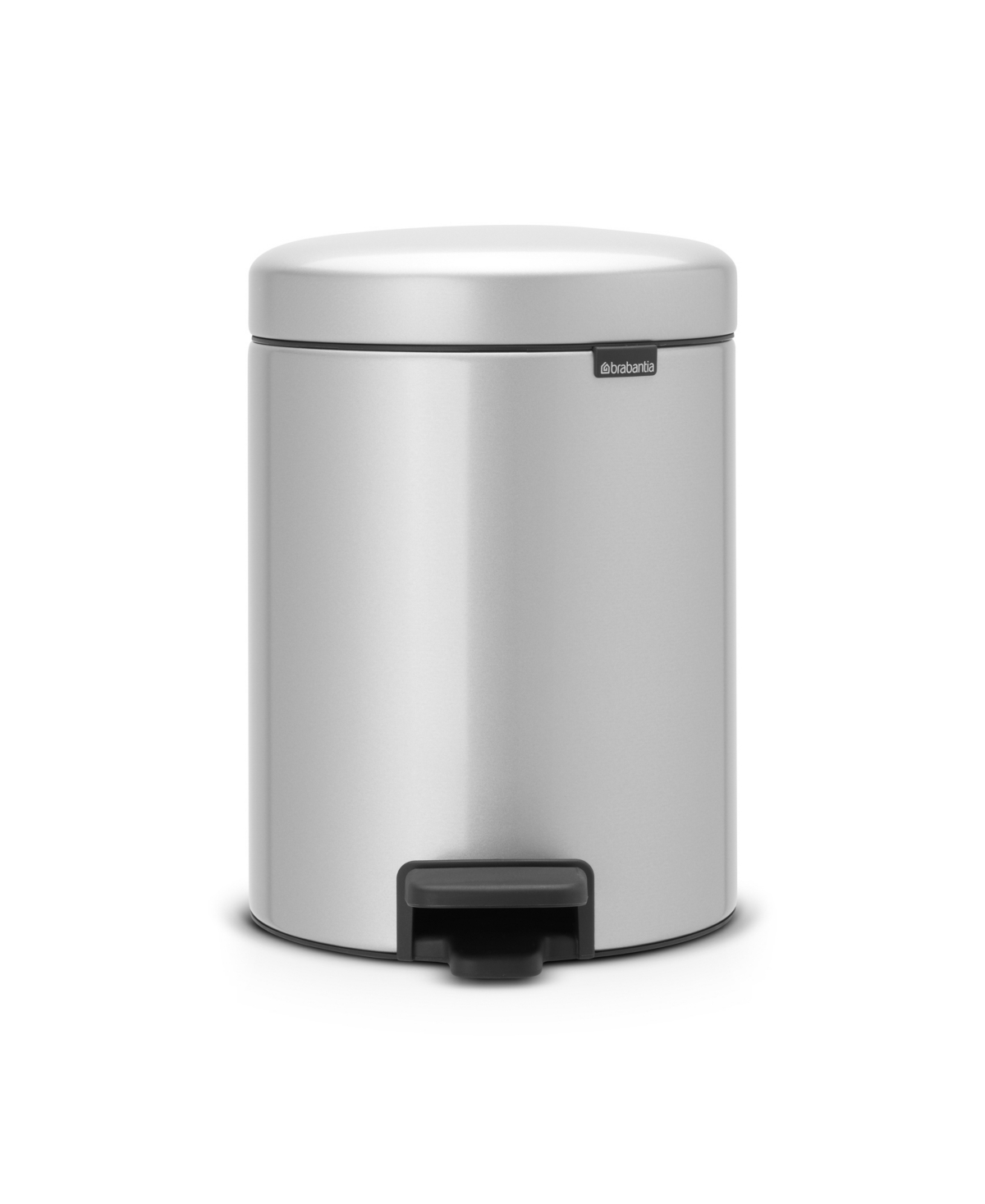 New Icon Step on Trash Can, 1.3 Gallon, 5 Liter - Metallic Gray