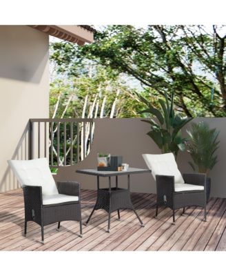 3pc Patio Furniture, Wicker Reclining Chairs & Table,