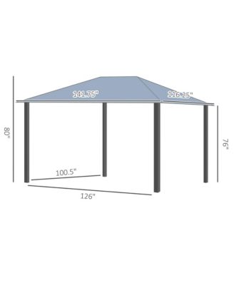 12' x 10' Hardtop Polycarbonate Gazebo Canopy with Top Vent,