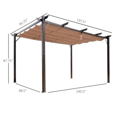 10' x 13' Pergola with Retractable Shade Canopy, Aluminum,