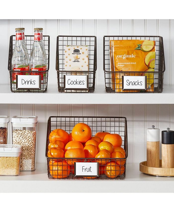 mDesign Slanted Front Kitchen Pantry Storage Organizer Basket - 4 Pack - Macy's