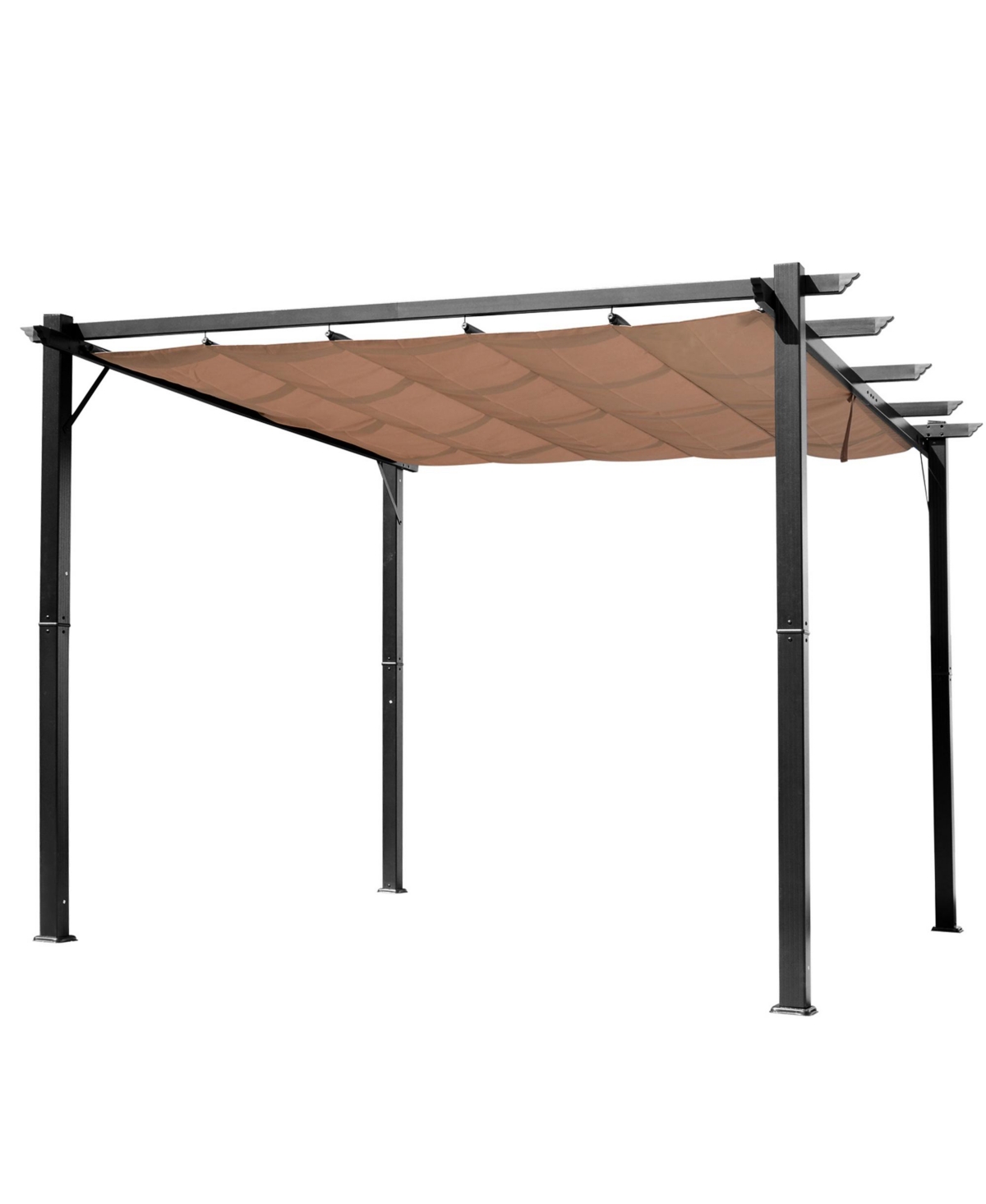 13.1' x 9.8' Outdoor Retractable Pergola Canopy, Aluminum Patio Pergola, Backyard Shade Shelter for Porch Party, Garden, Grill Gazebo - Charc