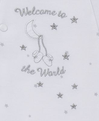 Baby Boys or Baby Girls Welcome To The World Footed Coverall and Hat, 2 Piece Set