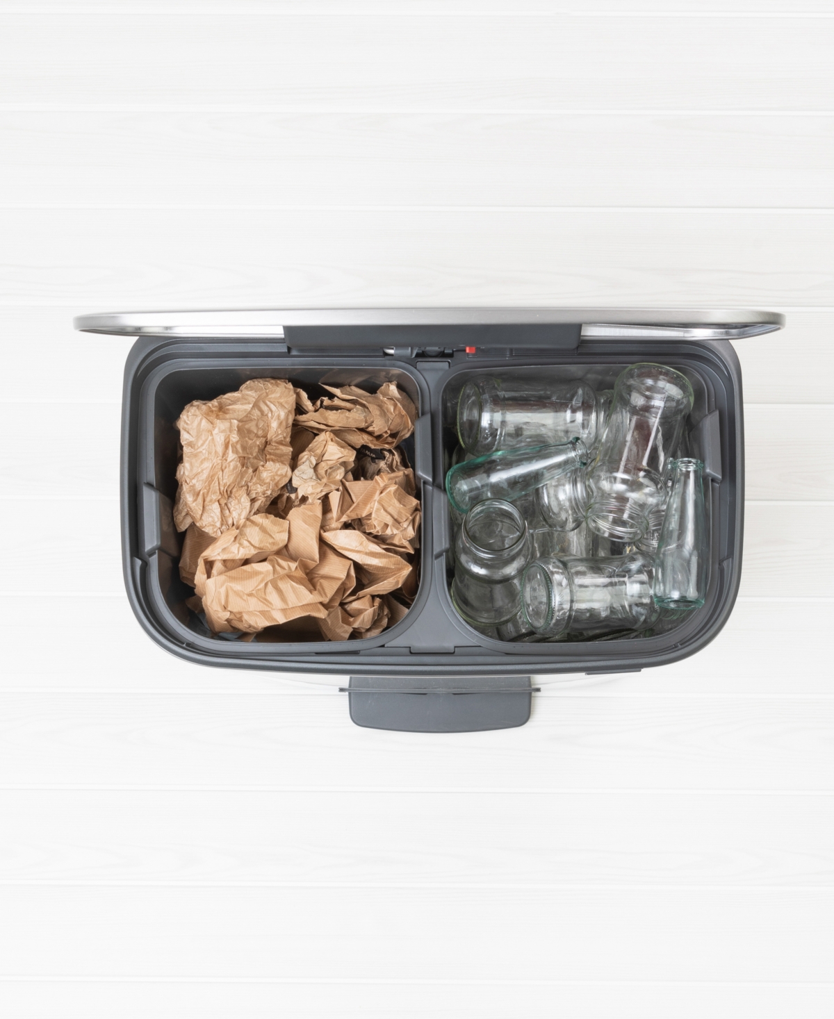 Brabantia Bo Step On Dual Compartment Trash Can, 2 X 8 Gallon, 2 X 30 Liter In Matte Steel Fingerprint Proof