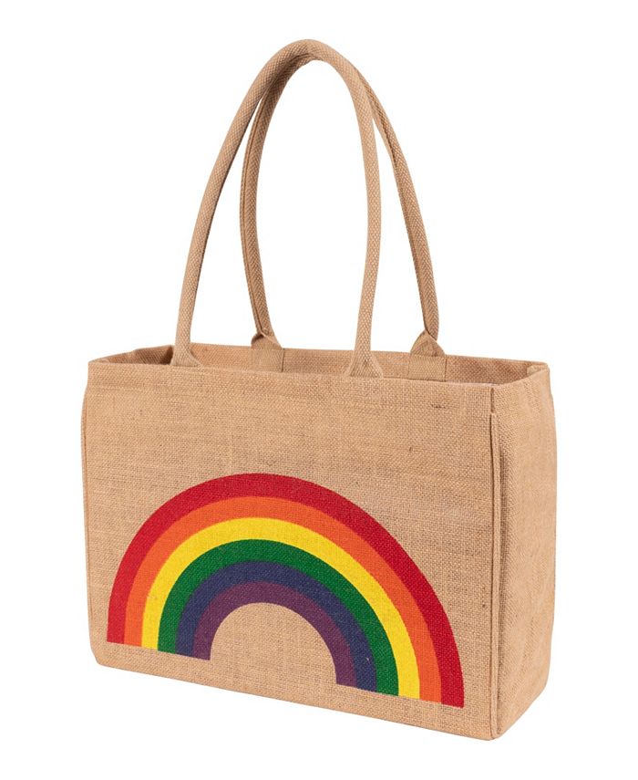 KAF Home Jute Market Tote Bag with Rainbow Print - Macy's
