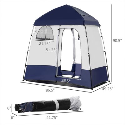 Two Room Pop Up Shower Tent w/ Shower Bag, Floor & Carry Bag,