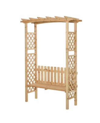 Outdoor Garden Bench Arch Pergola with Natural Fir Wood Build, Protective Varnish, & 2 Person Ergonomic Bench