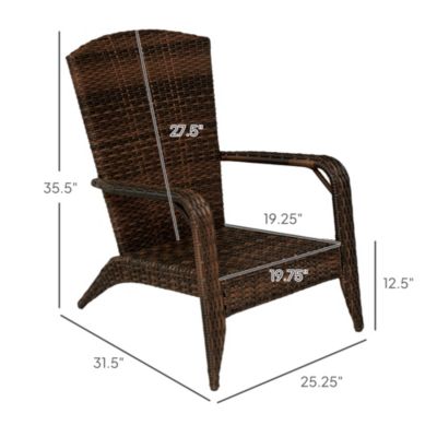 Patio Wicker Adirondack Chair with Soft Cushions,