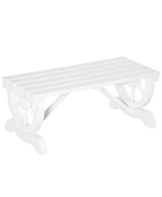 2-Person Garden Bench Outdoor Wagon Wheel Porch Bench for Backyard, Patio, Garden White