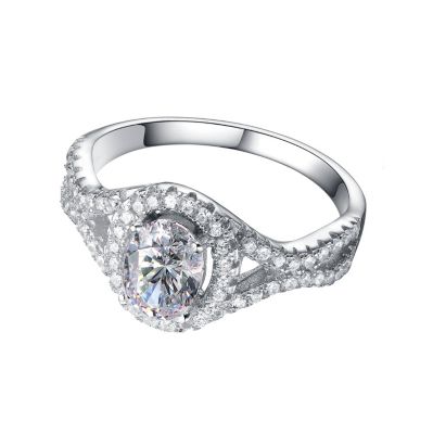 Sterling Silver Mounted Cubic Zirconia Solitaire with Halo Ring