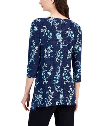 JM Collection Nadia Mixed-Print Top, Created for Macy's - Macy's