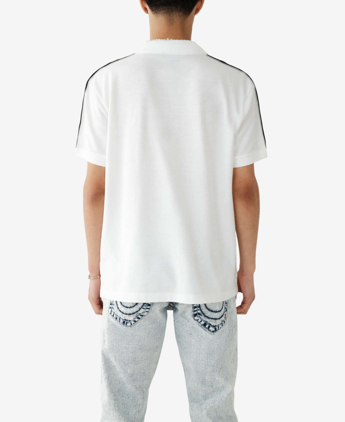 True Religion Men's Damask Short Sleeve Polo Shirt