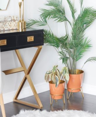 Metal Indoor Outdoor Planter with Removable Stand Set of 2