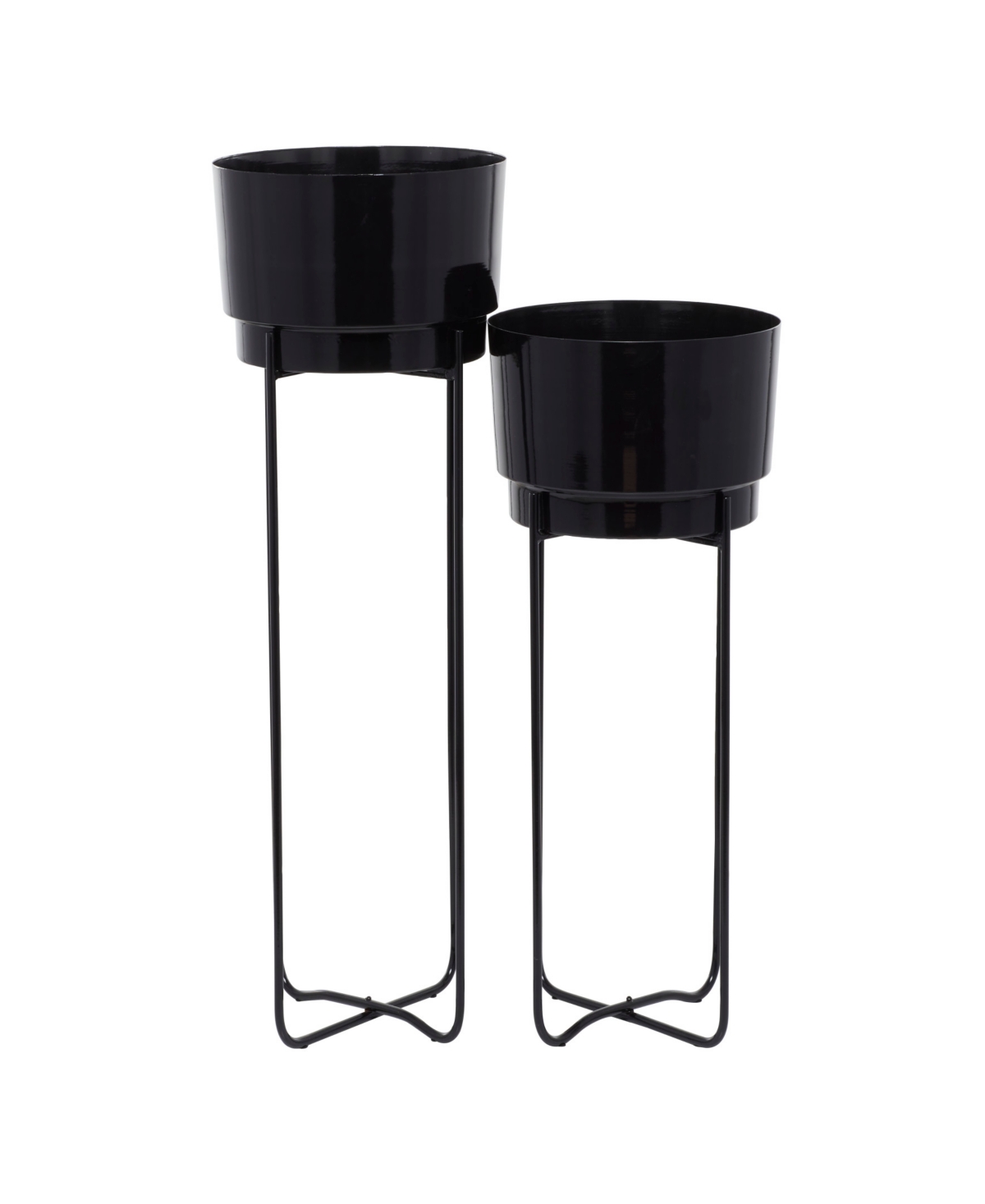 Metal Planter with Removable Stand Set of 2 - Black