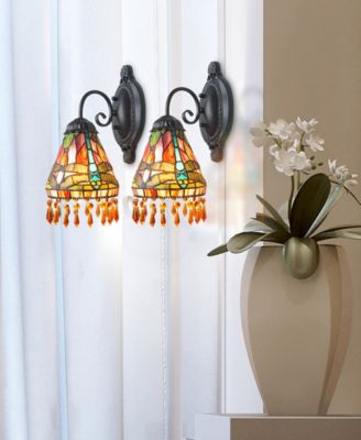 2-Piece Dragonfly Beaded Wall Sconce Set