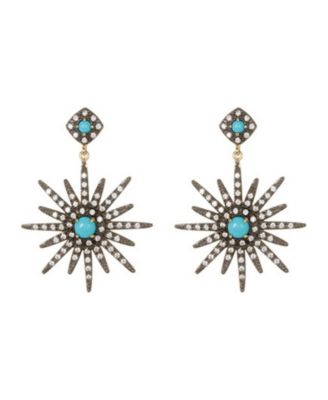 Faux Turquoise Starburst Earrings