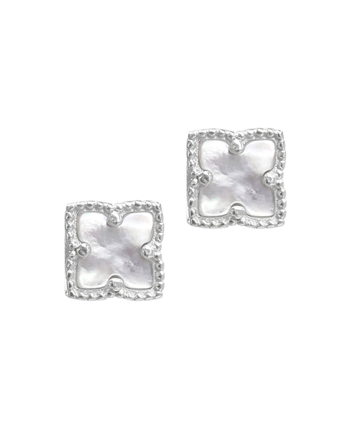 Adornia Silver Plated FlowerImitation Mother of Pearl Stud Earrings - White