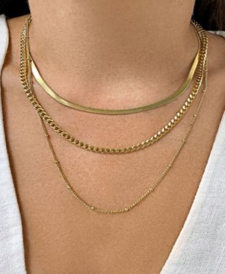 18-21" Adjustable Plated Triple Layered Chain Necklace