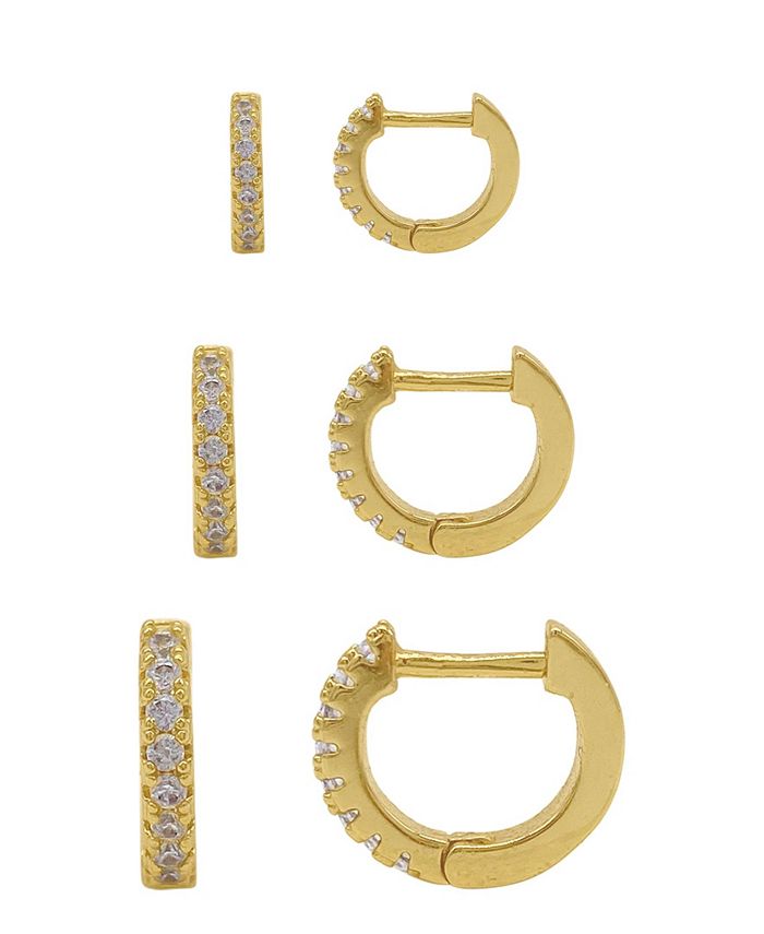 ADORNIA 14K Gold Plated Huggie Hoop Earring Pack, 6 Pieces Macy's