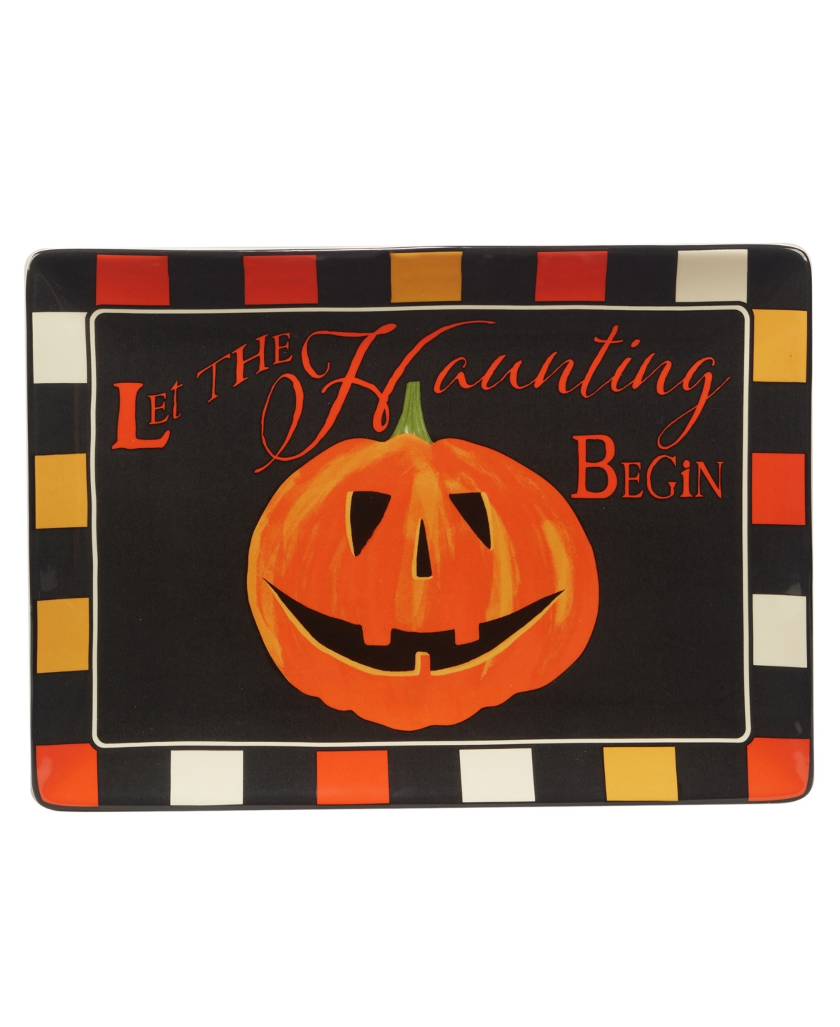Certified International Spooky Halloween Rectangular Platter In Orange