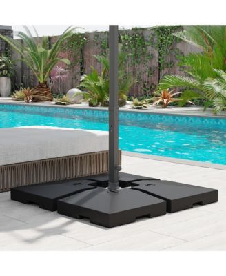 4 Pieces Cantilever Patio Umbrella Base, Outdoor Offset Umbrella Weights, 176 lbs Capacity Water or 264 lbs Capacity Sand Plates Set, Black