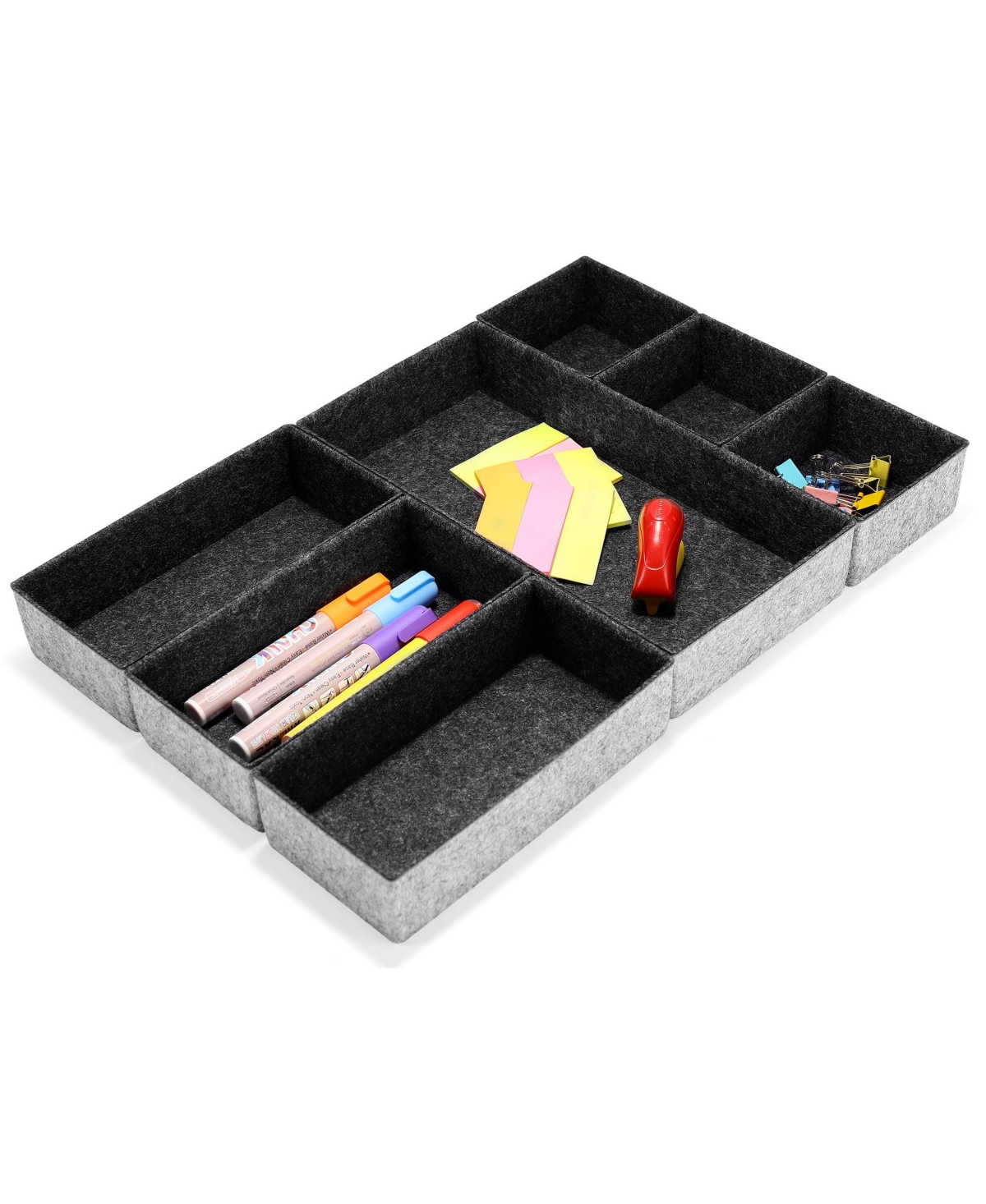 Shop Welaxy Deluxe 7 Piece Rectangular Organizer Bins Gift Boxed Set In Charcoal