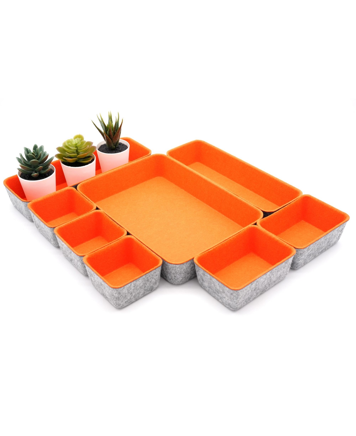 Shop Welaxy Felt 8 Piece Drawer Organizer Tray Set In Orange