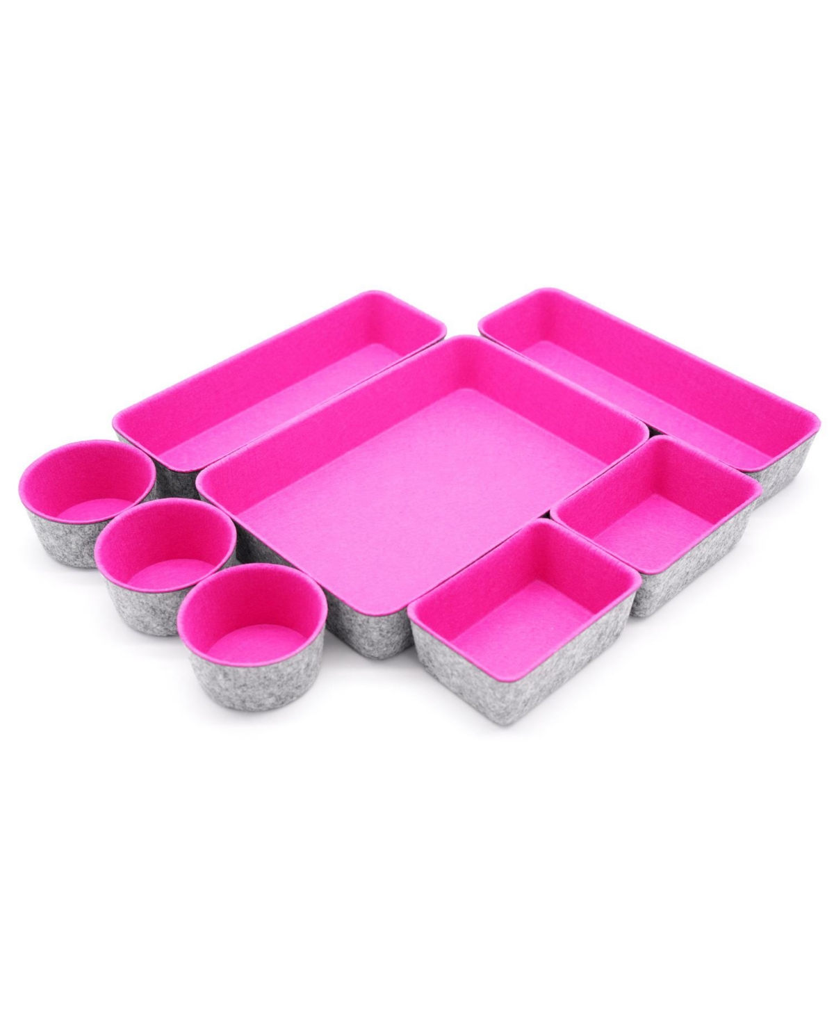 Shop Welaxy 8 Piece Felt Drawer Organizer Set With Round Cups And Trays In Hot Pink