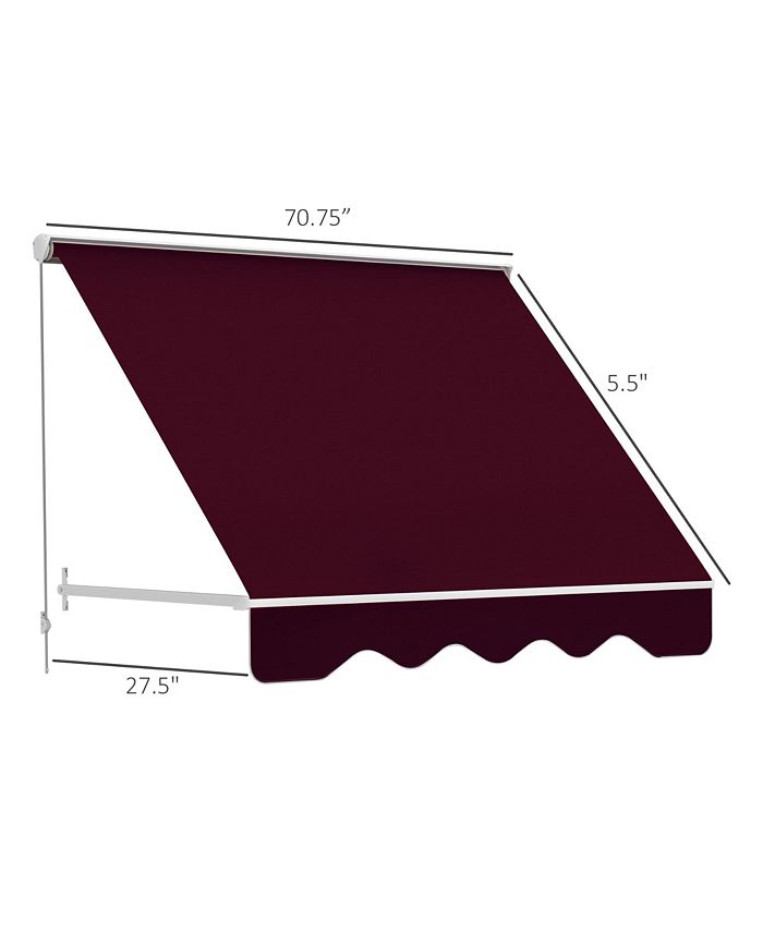 Outsunny 70.75" Drop Arm Manual Retractable Window Awning Sun Shade