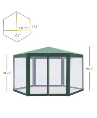 Outdoor Party Tent Hexagon Sun Shelter Canopy with Protective Mesh Screen Walls & Proper Sun Protection, Green